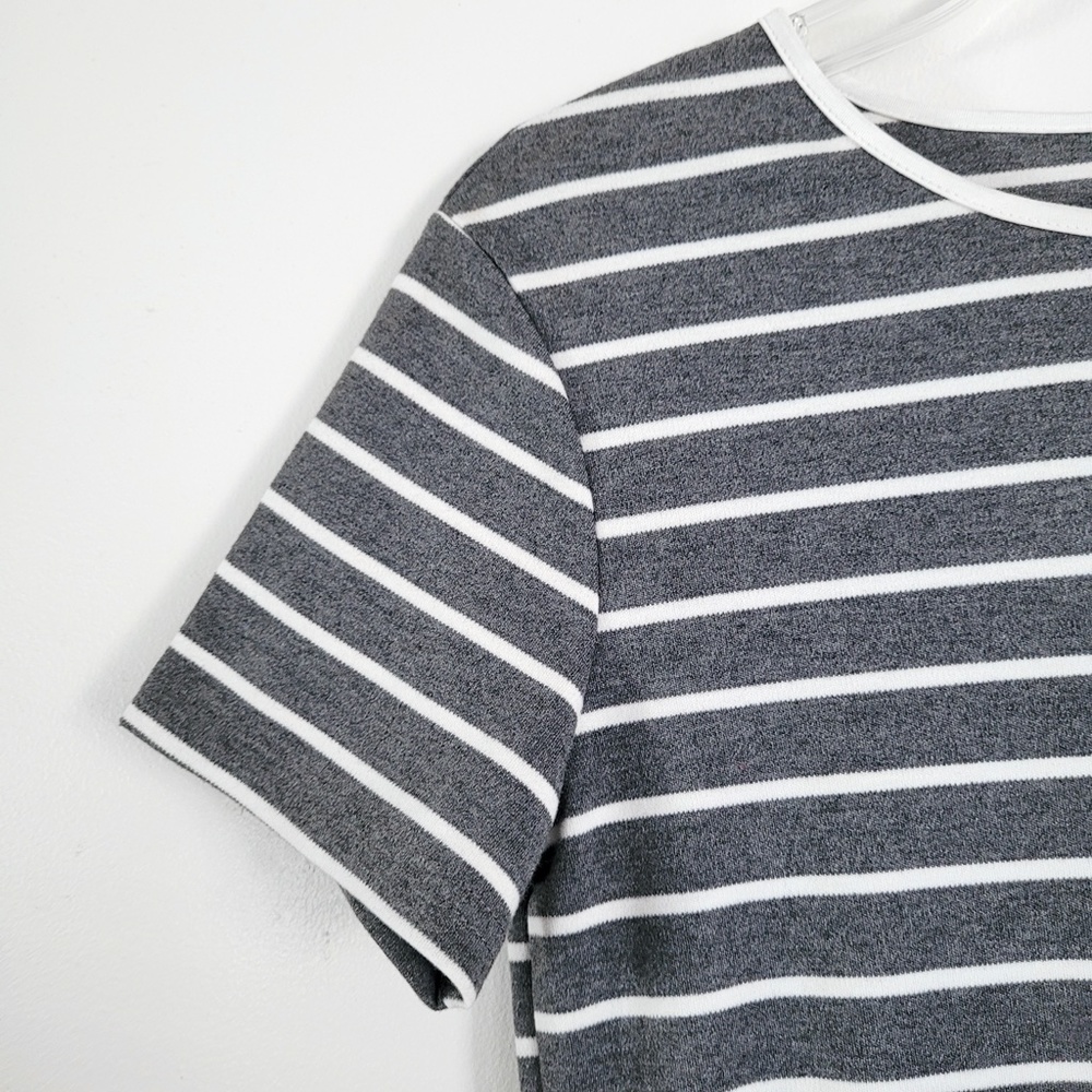 TOBI Gray & White Striped T Shirt Dress Ringer Short Sleeve Cotton Mini‎ // S - Picture 8 of 13
